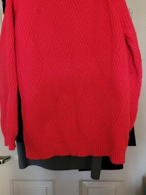 Textured Crewneck Sweater in Vibrant Red